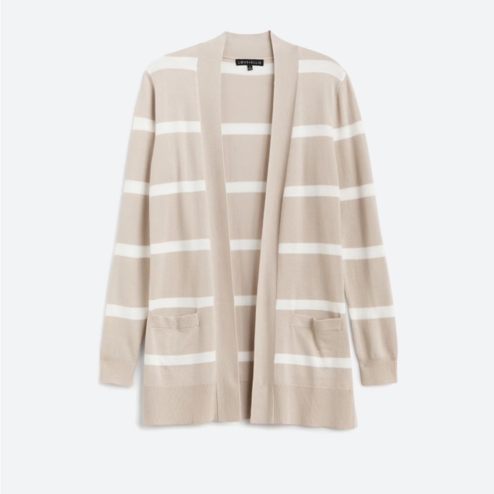 Two pocket tan and white cardigan